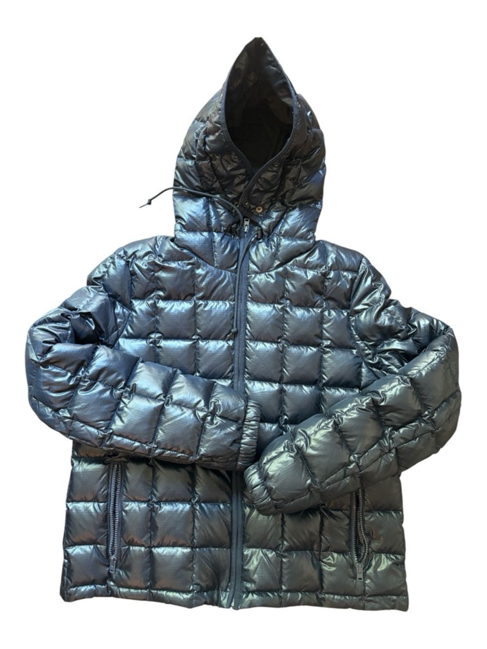 J.Crew Navy Puffer Coat Medium Winter Jacket quilted hooded